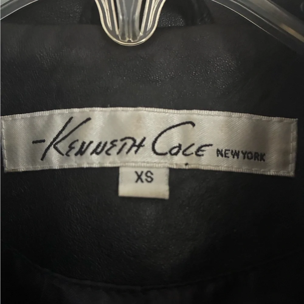 Kenneth Cole New York Black Genuine Leather Jacket XS Moto-Style Jacket - Picture 3 of 5